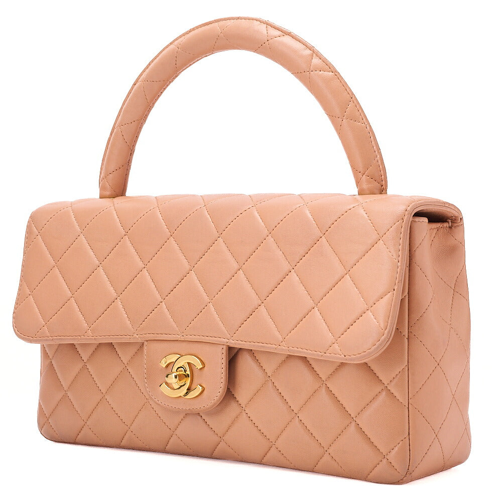 CHANEL Lambskin Matelasse Parent-Child Bag Parent Only Handbag Salmon Pink Gold-Tone Hardware, Pre-Owned