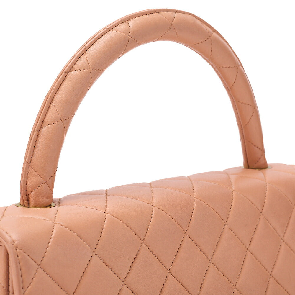 CHANEL Lambskin Matelasse Parent-Child Bag Parent Only Handbag Salmon Pink Gold-Tone Hardware, Pre-Owned