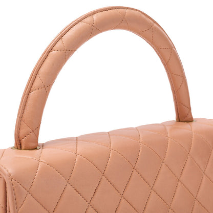 CHANEL Lambskin Matelasse Parent-Child Bag Parent Only Handbag Salmon Pink Gold-Tone Hardware, Pre-Owned