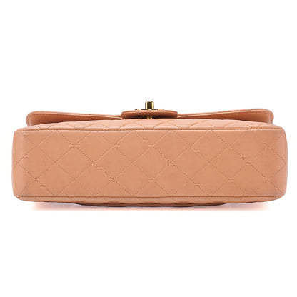 CHANEL Lambskin Matelasse Parent-Child Bag Parent Only Handbag Salmon Pink Gold-Tone Hardware, Pre-Owned
