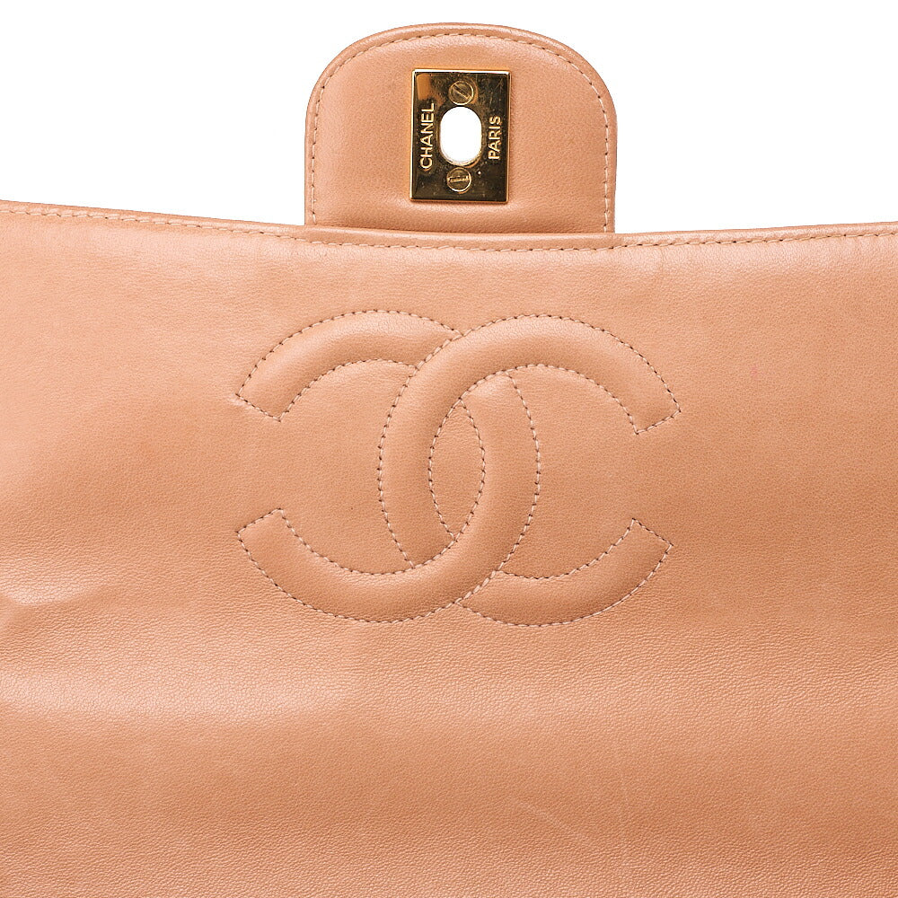 CHANEL Lambskin Matelasse Parent-Child Bag Parent Only Handbag Salmon Pink Gold-Tone Hardware, Pre-Owned