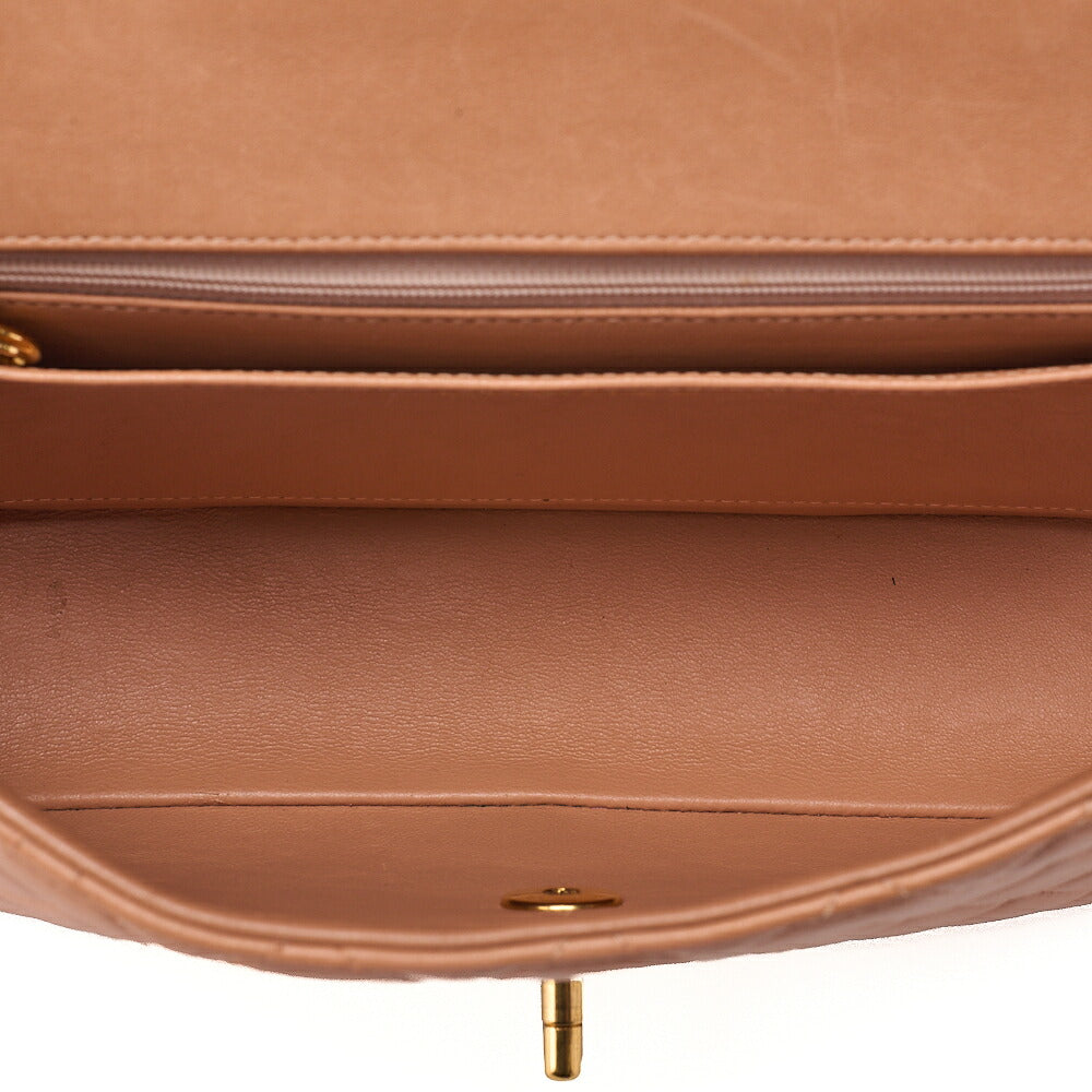 CHANEL Lambskin Matelasse Parent-Child Bag Parent Only Handbag Salmon Pink Gold-Tone Hardware, Pre-Owned