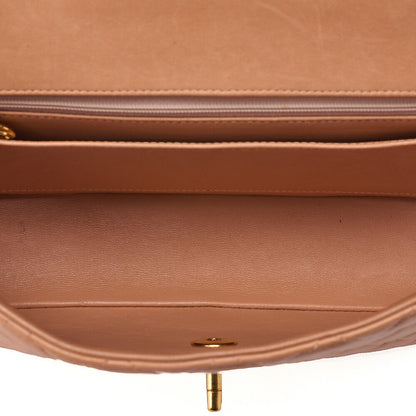 CHANEL Lambskin Matelasse Parent-Child Bag Parent Only Handbag Salmon Pink Gold-Tone Hardware, Pre-Owned