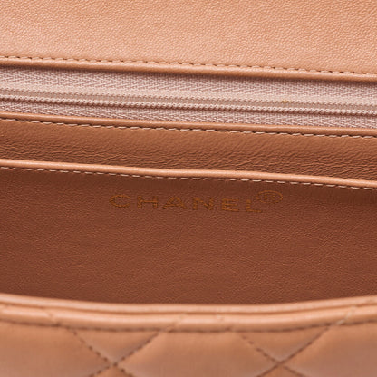 CHANEL Lambskin Matelasse Parent-Child Bag Parent Only Handbag Salmon Pink Gold-Tone Hardware, Pre-Owned