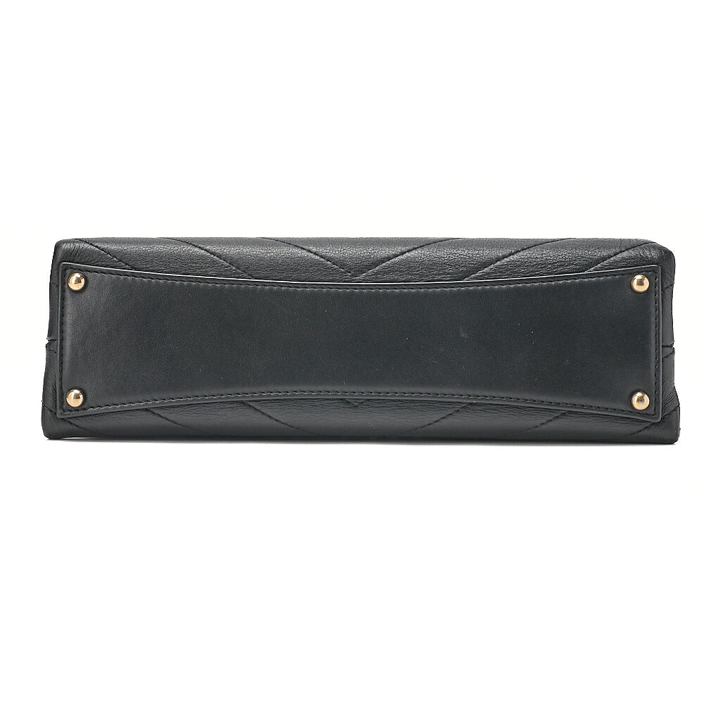 CHANEL Lambskin V-Stitch Turn Lock 2-Way Chain Shoulder Black Gold-Tone Hardware, Pre-Owned