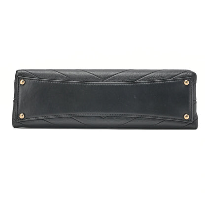 CHANEL Lambskin V-Stitch Turn Lock 2-Way Chain Shoulder Black Gold-Tone Hardware, Pre-Owned
