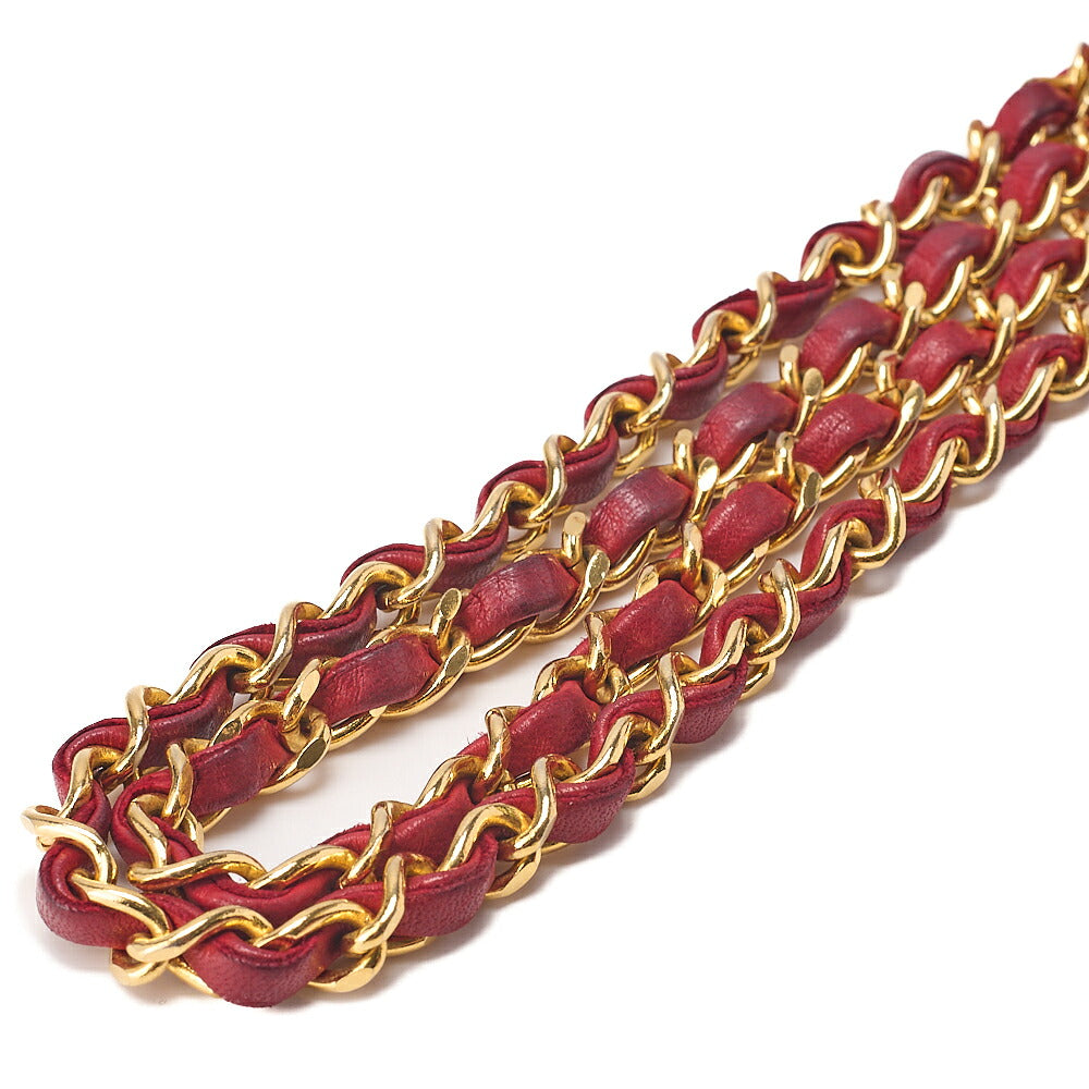 CHANEL Chain Shoulder Bag Mini Matelasse 17cm Lambskin Red Gold-Tone Hardware, Pre-Owned