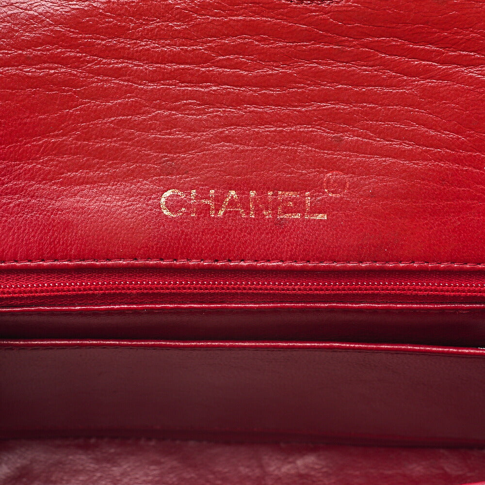CHANEL Chain Shoulder Bag Mini Matelasse 17cm Lambskin Red Gold-Tone Hardware, Pre-Owned