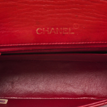 CHANEL Chain Shoulder Bag Mini Matelasse 17cm Lambskin Red Gold-Tone Hardware, Pre-Owned