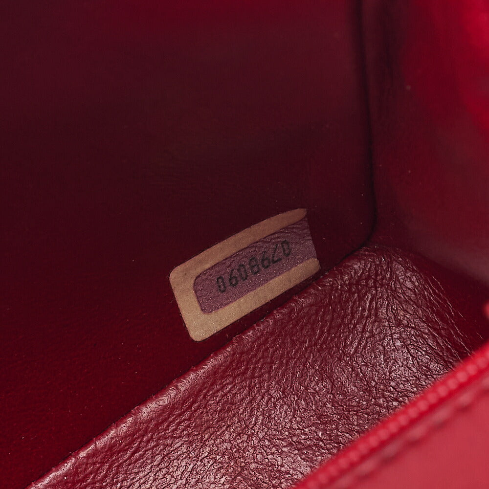CHANEL Chain Shoulder Bag Mini Matelasse 17cm Lambskin Red Gold-Tone Hardware, Pre-Owned