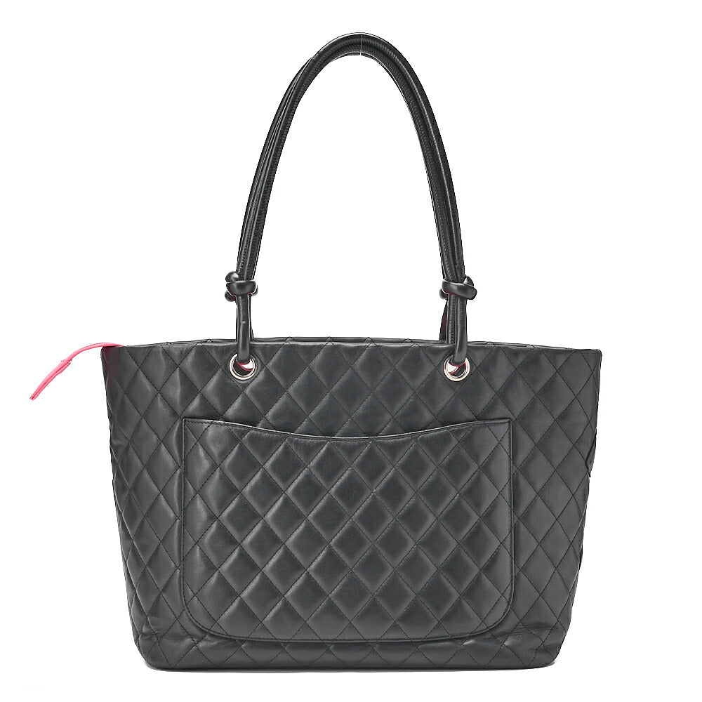 CHANEL Cambonline Calf Leather Tote Bag Black Silver-Tone Hardware, Pre-Owned