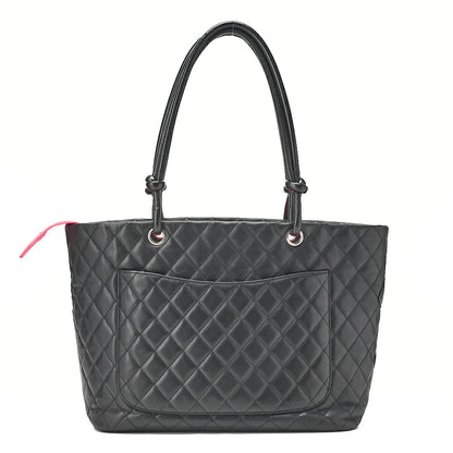 CHANEL Cambonline Calf Leather Tote Bag Black Silver-Tone Hardware, Pre-Owned