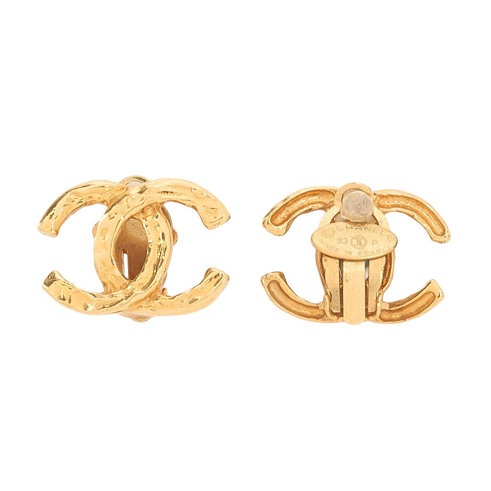 CHANEL Coco Mark 93P Earrings GP Gold (Gold Plated) Gold-Tone Hardware, Pre-Owned