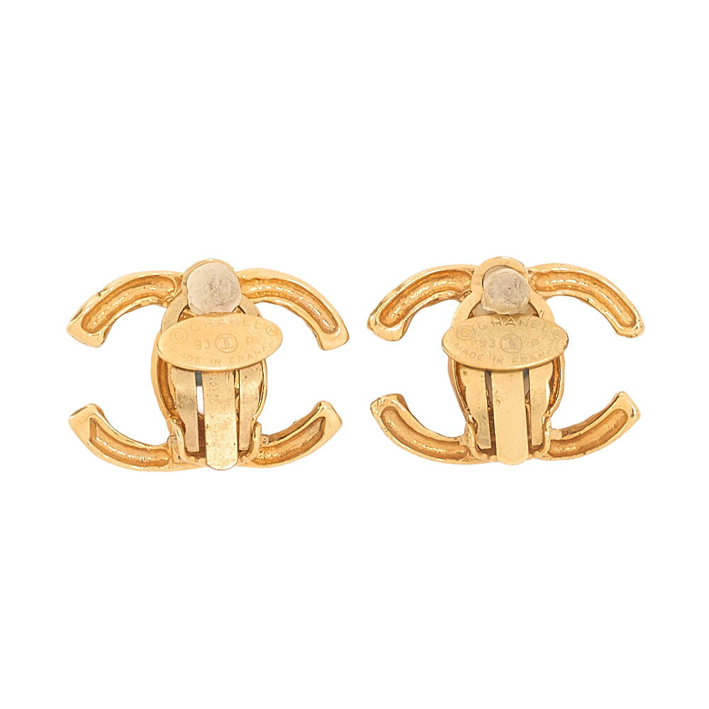 CHANEL Coco Mark 93P Earrings GP Gold (Gold Plated) Gold-Tone Hardware, Pre-Owned