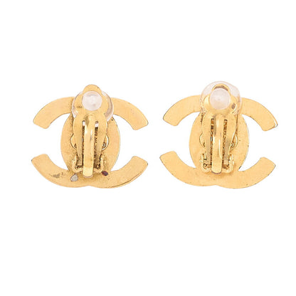 CHANEL Coco Mark Turn Lock 96P Earrings GP Gold Gold-Tone Hardware, Pre-Owned