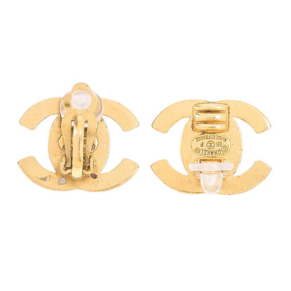 CHANEL Coco Mark Turn Lock 96P Earrings GP Gold Gold-Tone Hardware, Pre-Owned