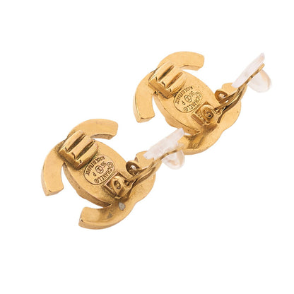 CHANEL Coco Mark Turn Lock 96P Earrings GP Gold Gold-Tone Hardware, Pre-Owned