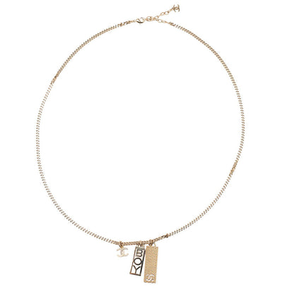 CHANEL Cococo Mark C22P BOY Necklace GP x Rhinestone Gold (Gold Plated) Gold-Tone Hardware, Pre-Owned