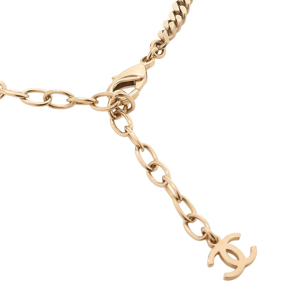 CHANEL Cococo Mark C22P BOY Necklace GP x Rhinestone Gold (Gold Plated) Gold-Tone Hardware, Pre-Owned