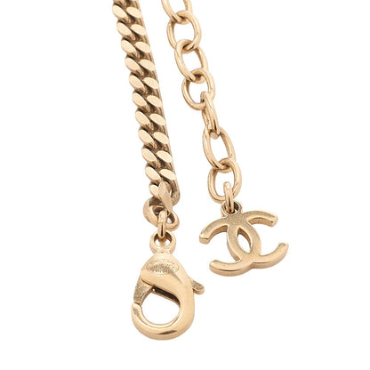 CHANEL Cococo Mark C22P BOY Necklace GP x Rhinestone Gold (Gold Plated) Gold-Tone Hardware, Pre-Owned