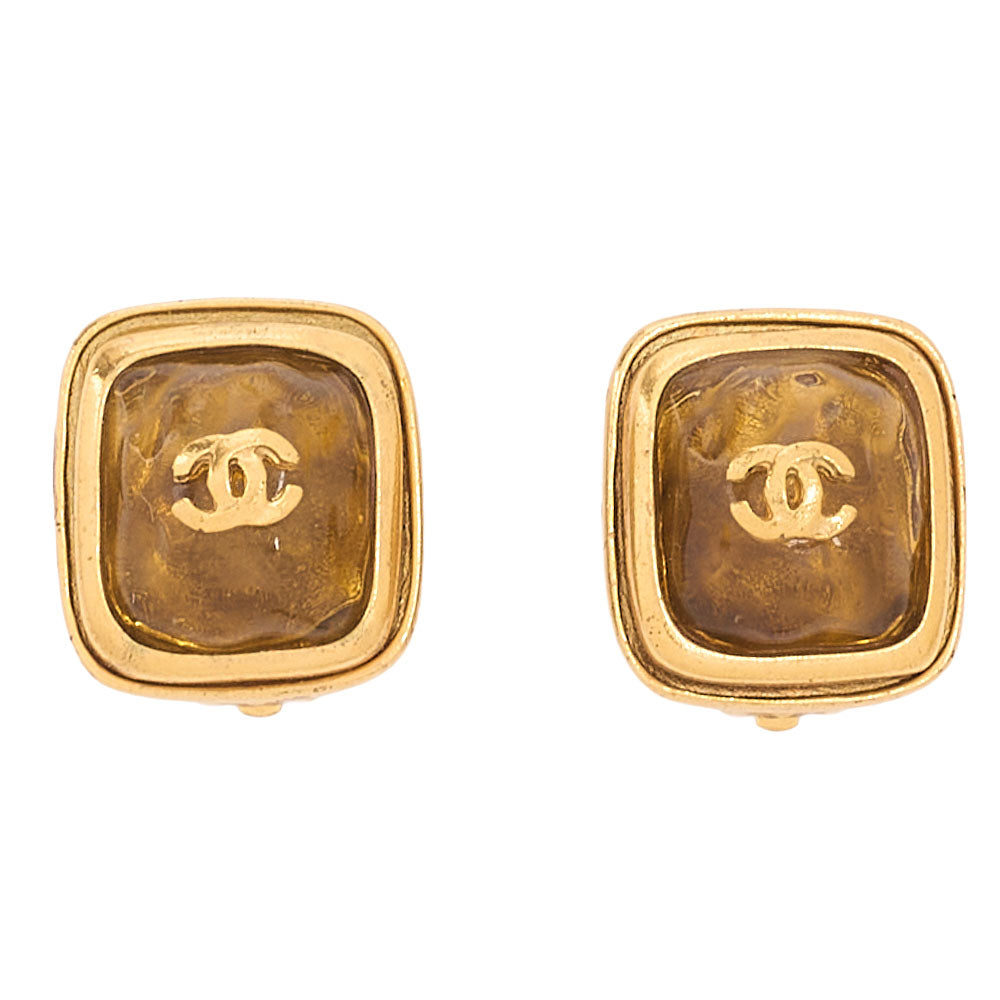 CHANEL Logo Mark 99A Earrings Stone x GP Gold-Tone Hardware, Pre-Owned