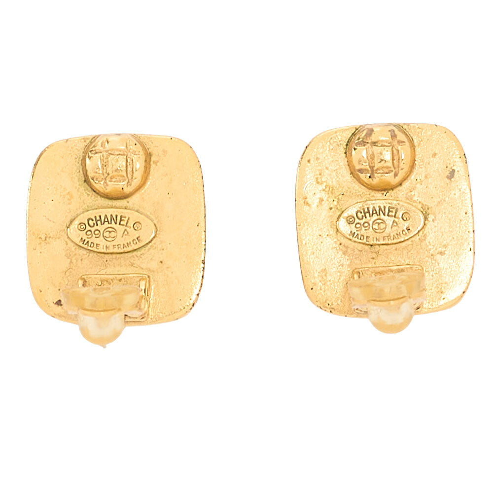 CHANEL Logo Mark 99A Earrings Stone x GP Gold-Tone Hardware, Pre-Owned