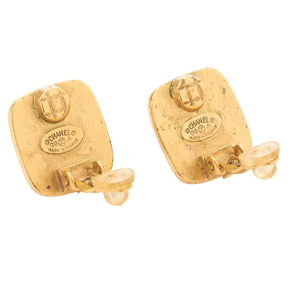 CHANEL Logo Mark 99A Earrings Stone x GP Gold-Tone Hardware, Pre-Owned