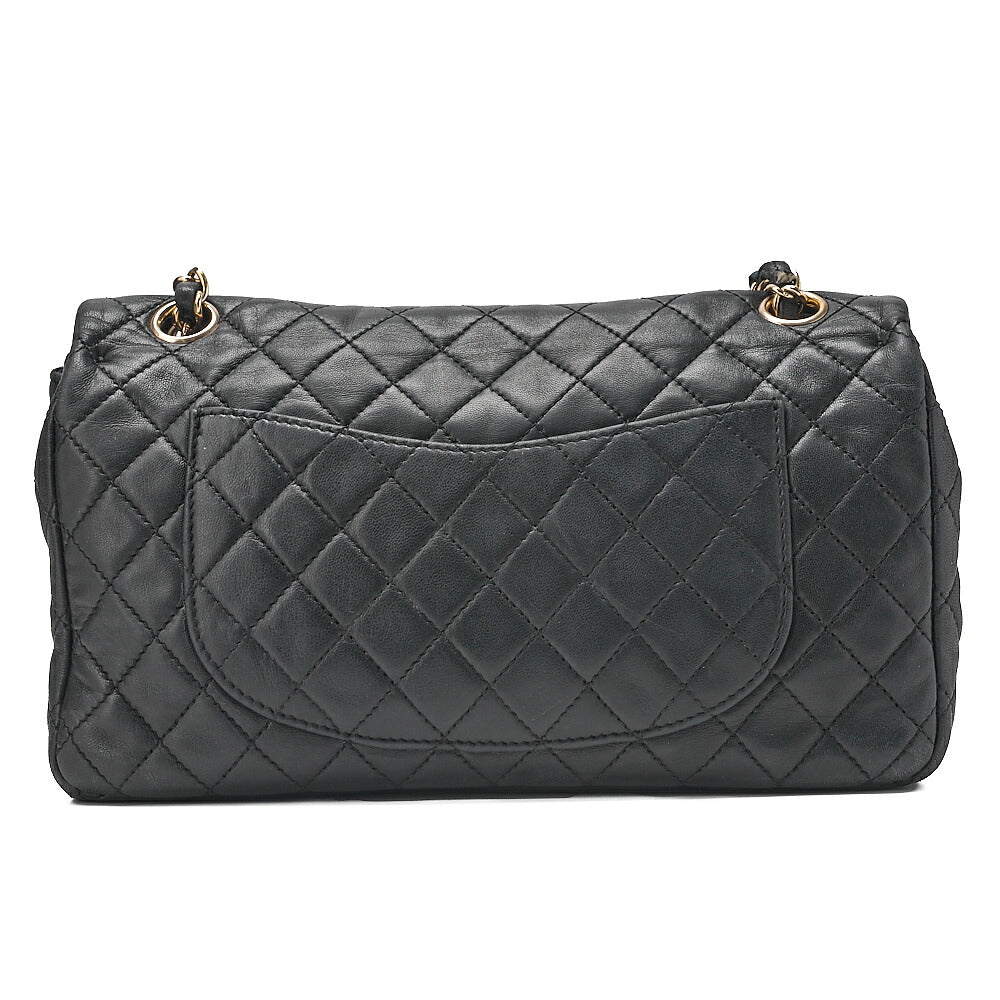 CHANEL Lambskin Matelasse Valentine's Day Single Flap Chain Shoulder Black Gold-Tone Hardware, Pre-Owned