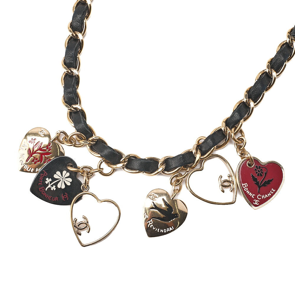 CHANEL Lambskin Matelasse Valentine's Day Single Flap Chain Shoulder Black Gold-Tone Hardware, Pre-Owned