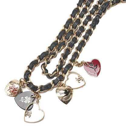CHANEL Lambskin Matelasse Valentine's Day Single Flap Chain Shoulder Black Gold-Tone Hardware, Pre-Owned