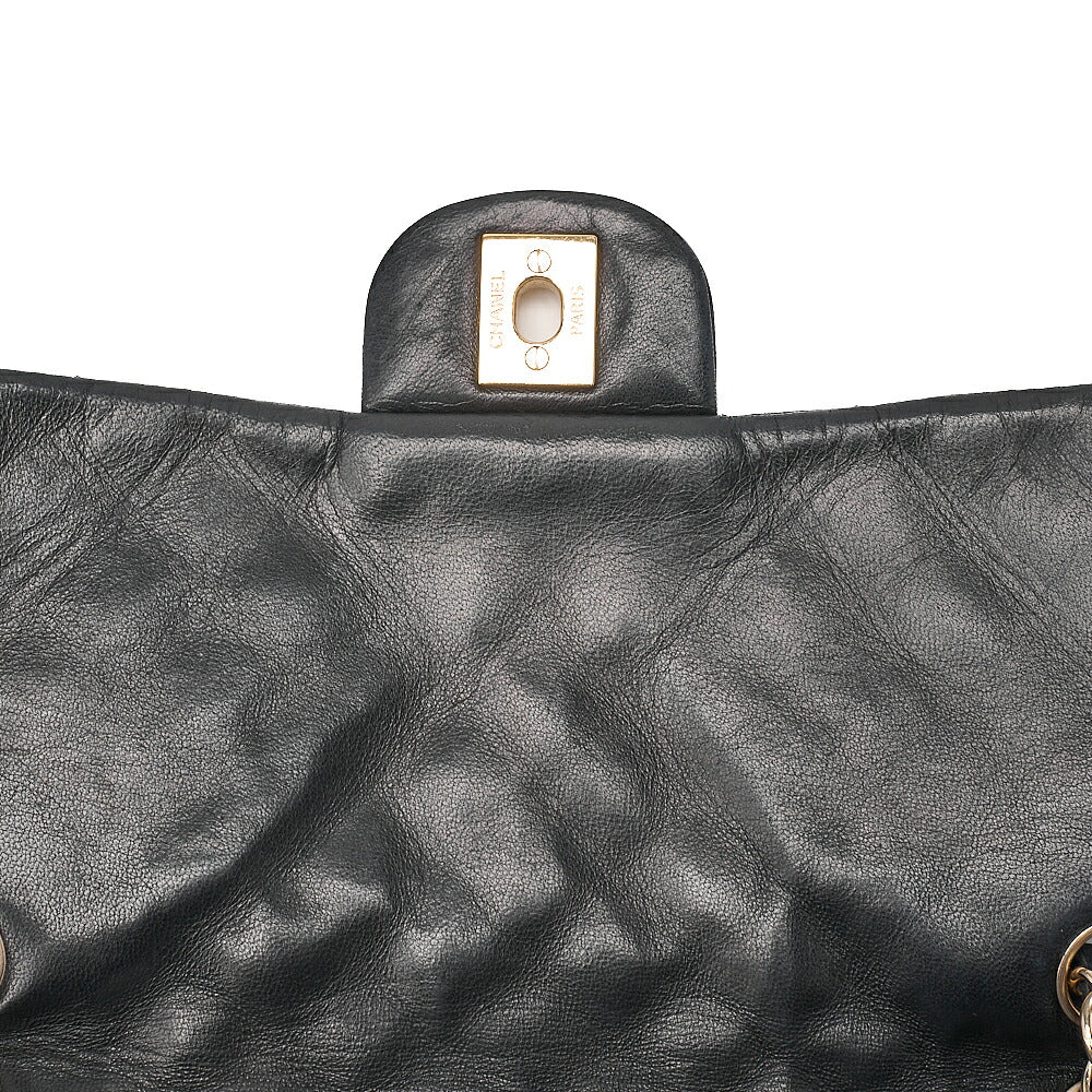 CHANEL Lambskin Matelasse Valentine's Day Single Flap Chain Shoulder Black Gold-Tone Hardware, Pre-Owned