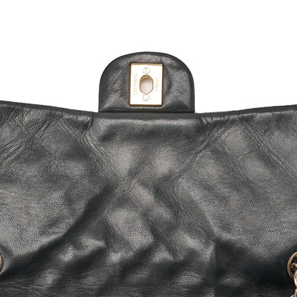 CHANEL Lambskin Matelasse Valentine's Day Single Flap Chain Shoulder Black Gold-Tone Hardware, Pre-Owned