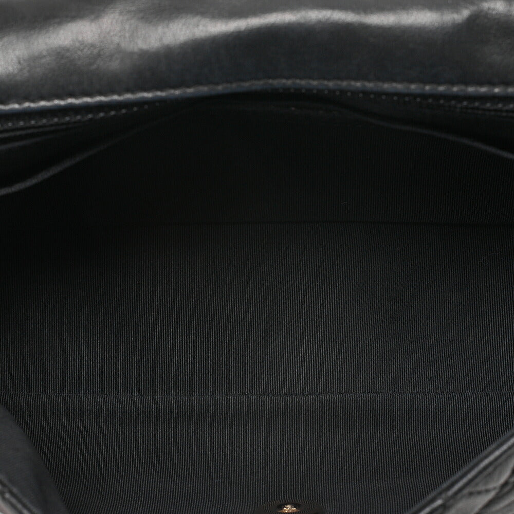CHANEL Lambskin Matelasse Valentine's Day Single Flap Chain Shoulder Black Gold-Tone Hardware, Pre-Owned