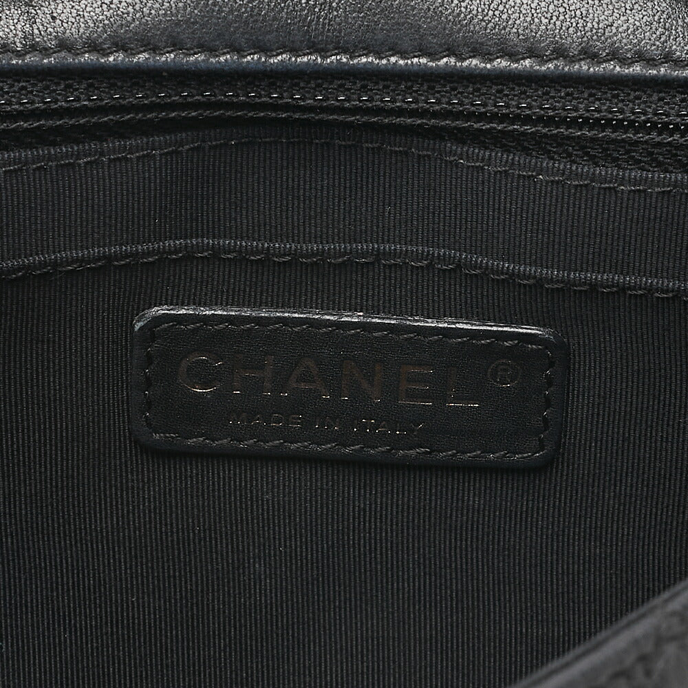 CHANEL Lambskin Matelasse Valentine's Day Single Flap Chain Shoulder Black Gold-Tone Hardware, Pre-Owned