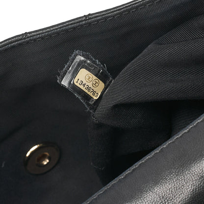 CHANEL Lambskin Matelasse Valentine's Day Single Flap Chain Shoulder Black Gold-Tone Hardware, Pre-Owned