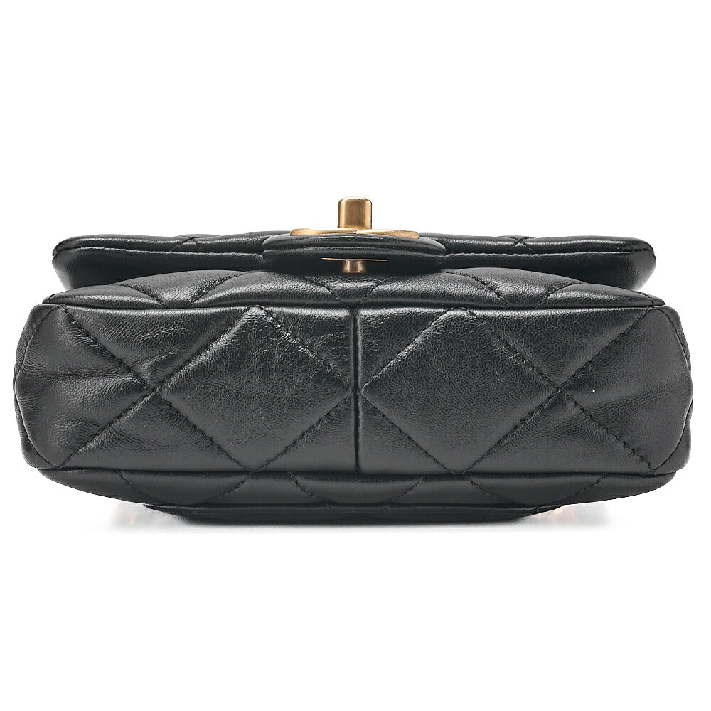 CHANEL Lambskin Minimat Loss? Turn Lock Thick Chain Shoulder Black Gold-Tone Hardware, Pre-Owned