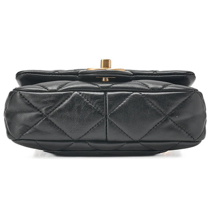 CHANEL Lambskin Minimat Loss? Turn Lock Thick Chain Shoulder Black Gold-Tone Hardware, Pre-Owned