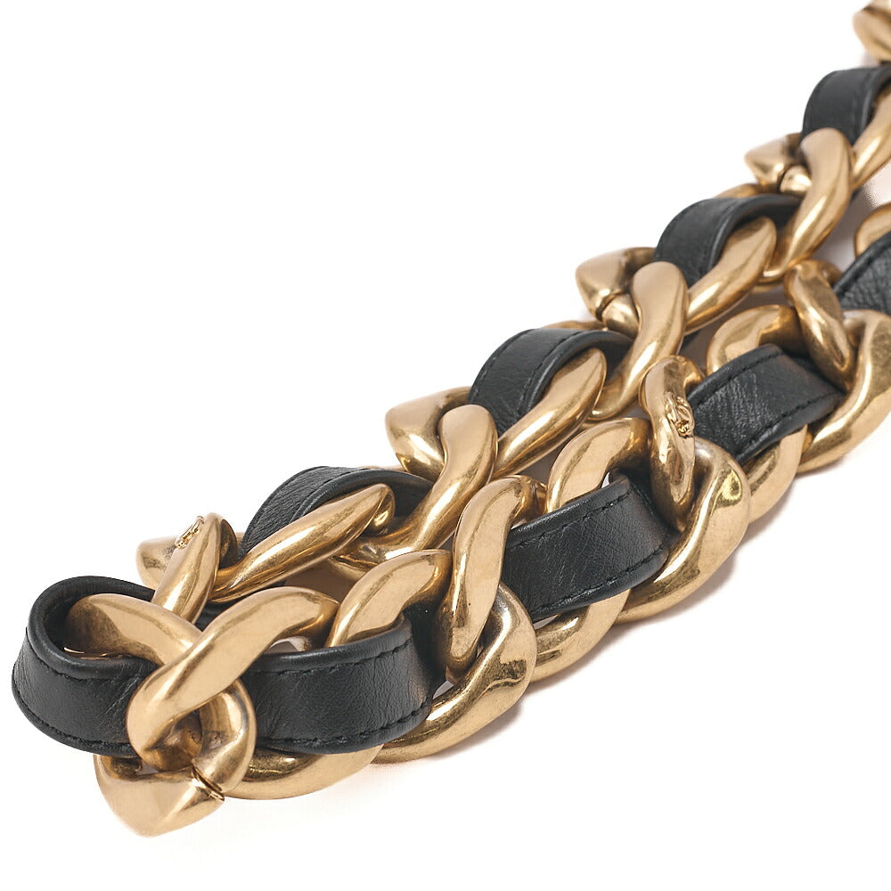CHANEL Lambskin Minimat Loss? Turn Lock Thick Chain Shoulder Black Gold-Tone Hardware, Pre-Owned