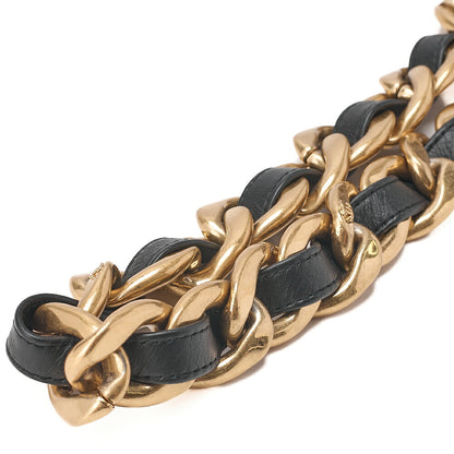 CHANEL Lambskin Minimat Loss? Turn Lock Thick Chain Shoulder Black Gold-Tone Hardware, Pre-Owned