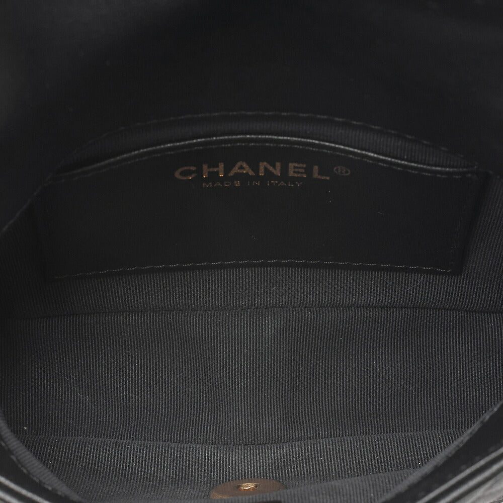 CHANEL Lambskin Minimat Loss? Turn Lock Thick Chain Shoulder Black Gold-Tone Hardware, Pre-Owned