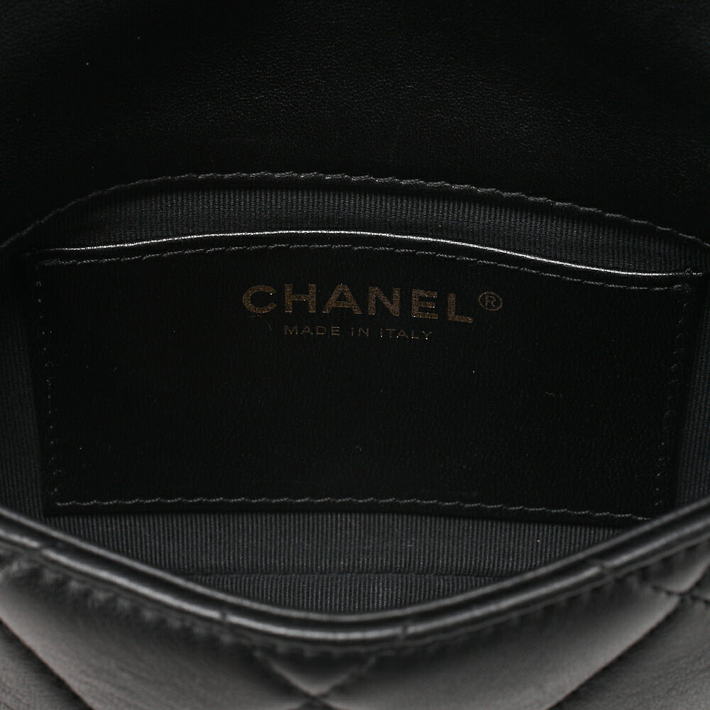 CHANEL Lambskin Minimat Loss? Turn Lock Thick Chain Shoulder Black Gold-Tone Hardware, Pre-Owned