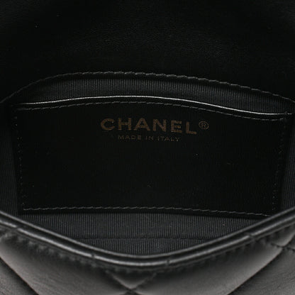 CHANEL Lambskin Minimat Loss? Turn Lock Thick Chain Shoulder Black Gold-Tone Hardware, Pre-Owned