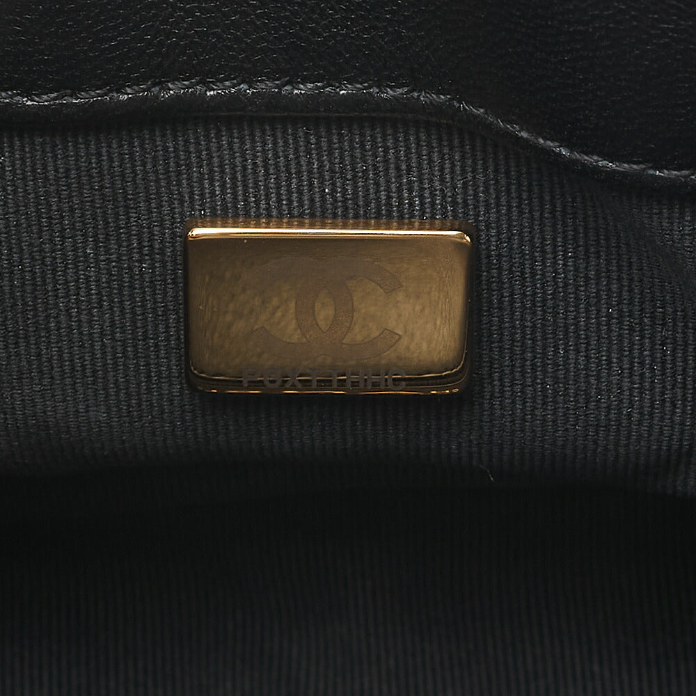 CHANEL Lambskin Minimat Loss? Turn Lock Thick Chain Shoulder Black Gold-Tone Hardware, Pre-Owned