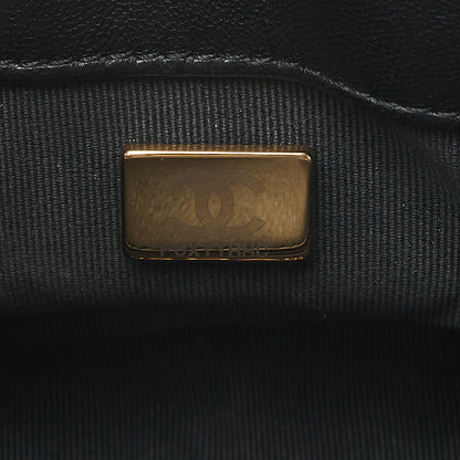 CHANEL Lambskin Minimat Loss? Turn Lock Thick Chain Shoulder Black Gold-Tone Hardware, Pre-Owned
