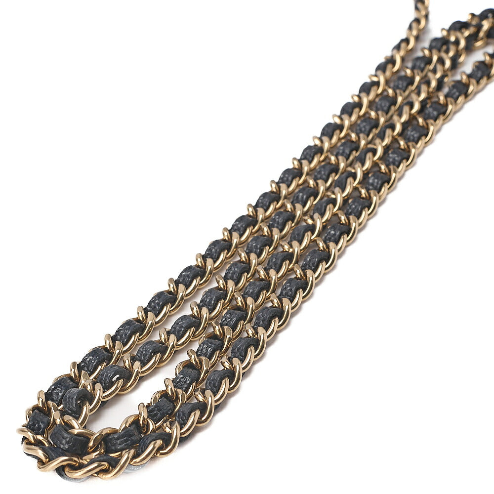 CHANEL Machiavia Skin Matelasse Push Lock Chain Wallet Navy Gold-Tone Hardware, Pre-Owned
