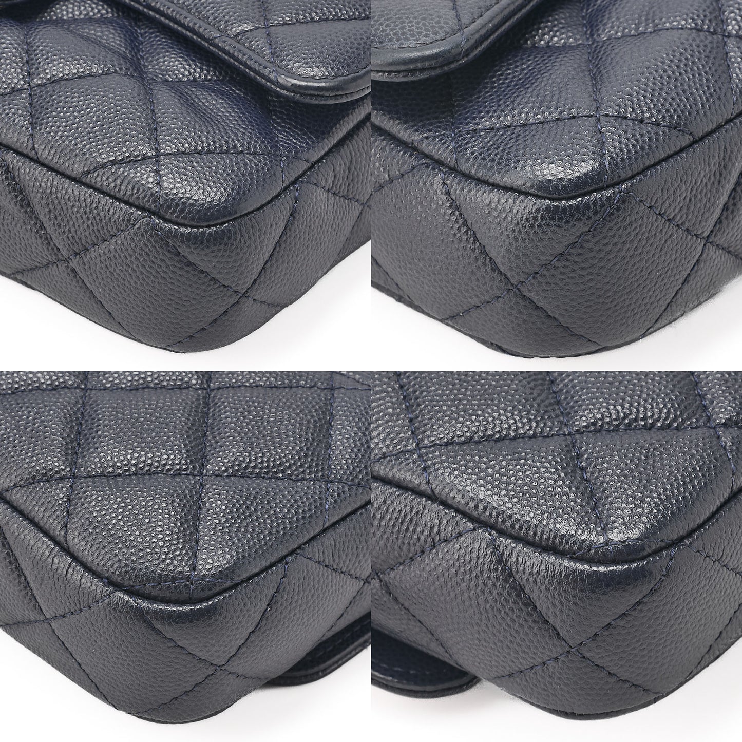 CHANEL Machiavia Skin Matelasse Push Lock Chain Wallet Navy Gold-Tone Hardware, Pre-Owned