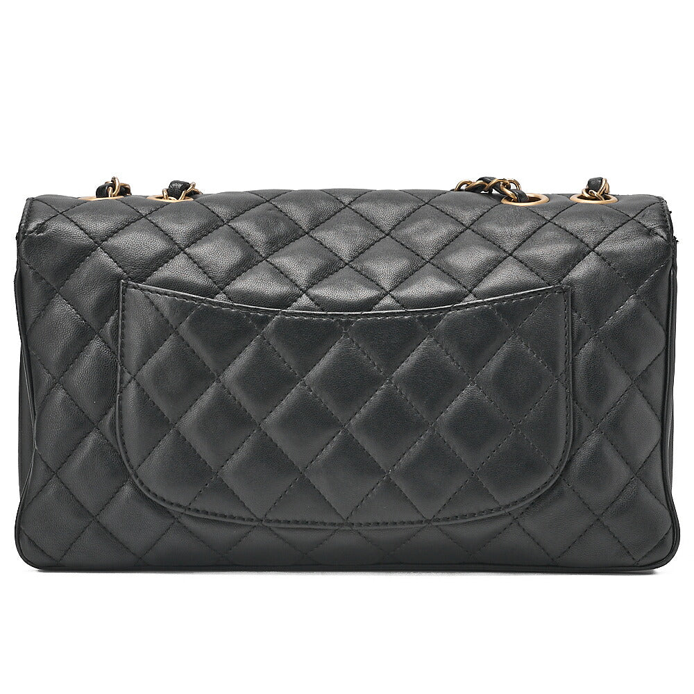 CHANEL Lambskin Matelasse Design Flap Chain Shoulder Black Gold-Tone Hardware, Pre-Owned