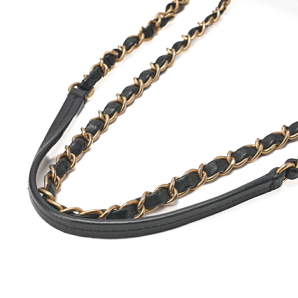 CHANEL Lambskin Matelasse Design Flap Chain Shoulder Black Gold-Tone Hardware, Pre-Owned