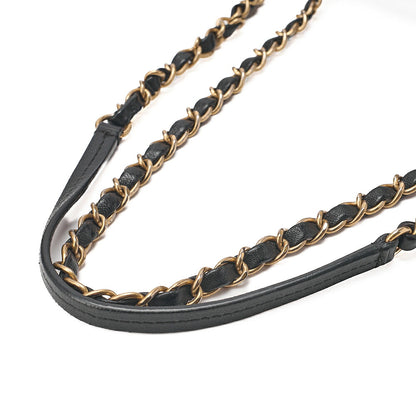 CHANEL Lambskin Matelasse Design Flap Chain Shoulder Black Gold-Tone Hardware, Pre-Owned