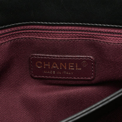 CHANEL Lambskin x Vintage Calf Matelasse Full Flap Turn Lock Large Size Chain Shoulder Black Gold-Tone Hardware, Pre-Owned